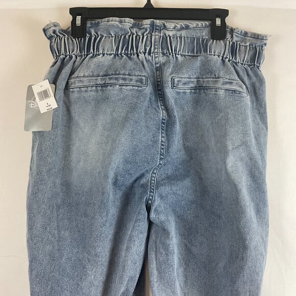 Disney Her Universe Jeans L Blue Paperbag Tie Waist Tapered Leg Minnie Mouse New - Picture 8 of 12